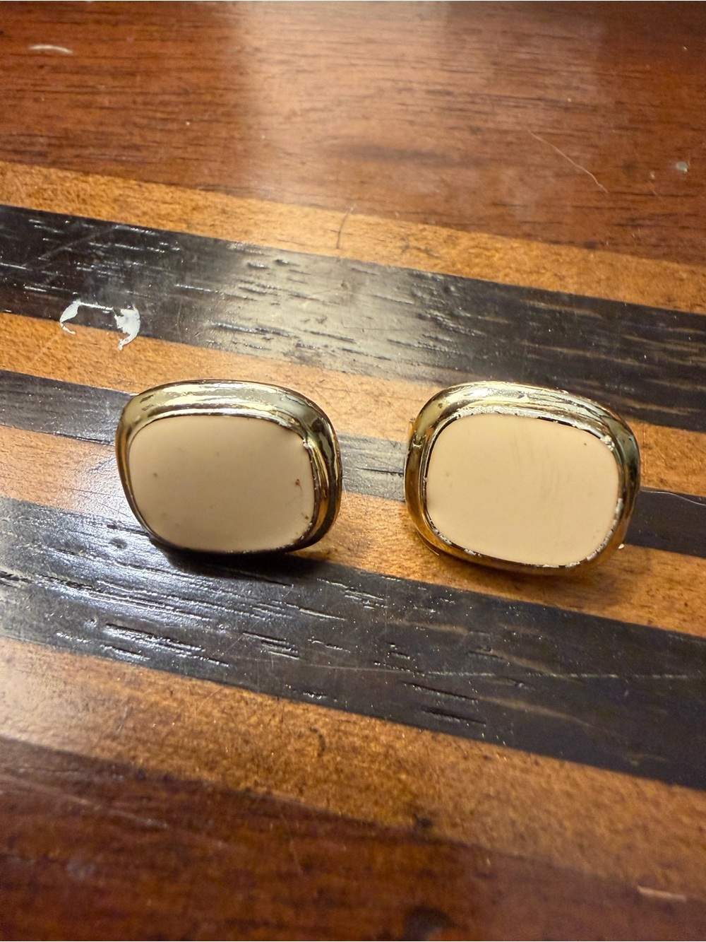 Cream and Gold Vintage-Style Clip-On Earrings